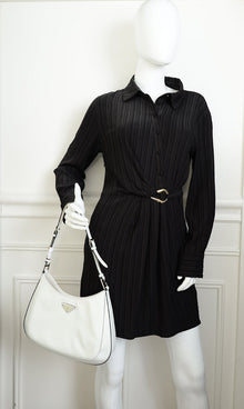 Prada White Cleo Brushed Shoulder Bag