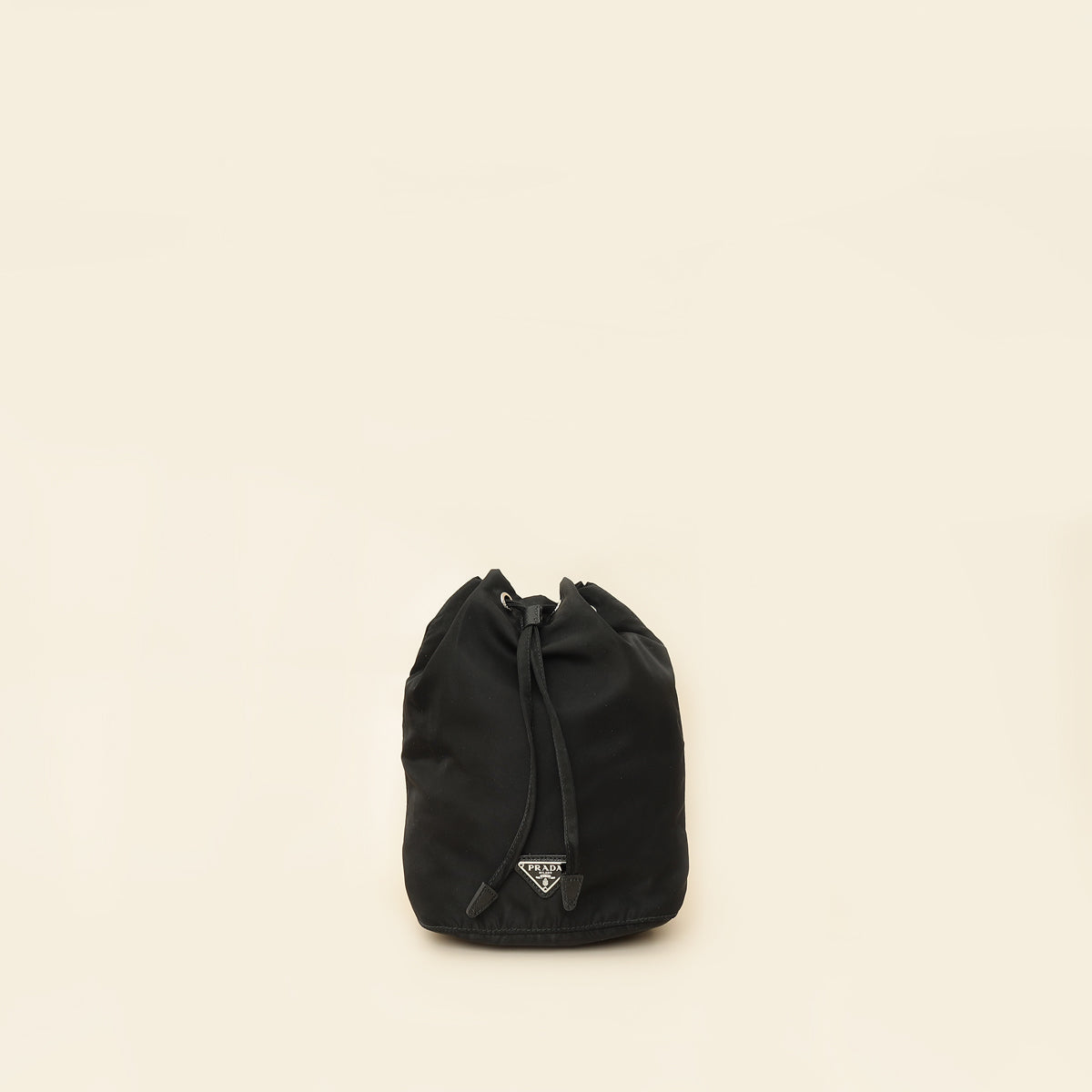 Prada Black Logo Nylon Drawstring Pouch