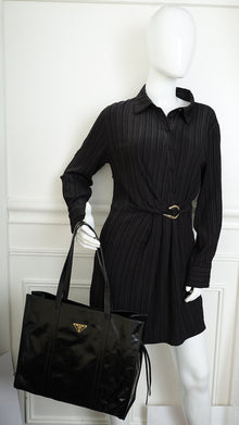 Prada Black Large Logo Tote Bag