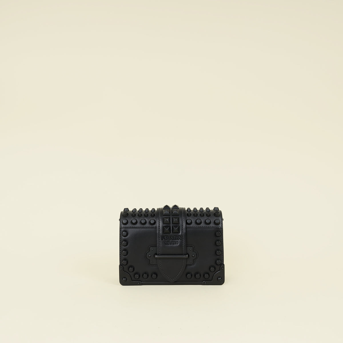 Prada Black Cahier Studded Shoulder Bag