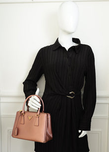 Prada Metallic Rose Galleria Small Tote Bag