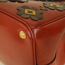 Prada Rust Orange Floral Appliqué Galleria Tote Bag