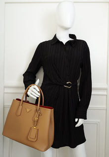 Prada Caramel Cuir Double Handle Large Bag