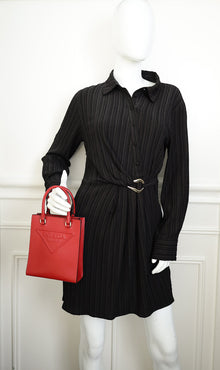 Prada Red Logo Drill Tote Bag
