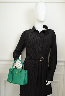Prada Mango Green Galleria Small Tote Bag