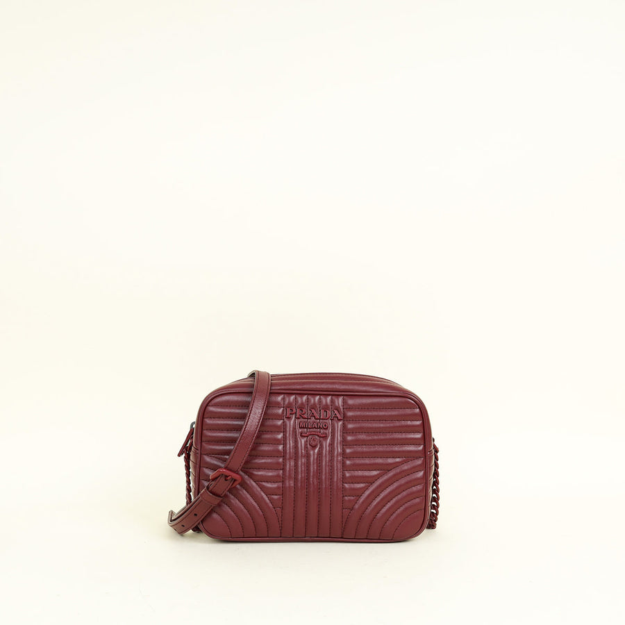 Prada Burgundy Diagramme Soft Calf Camera Bag