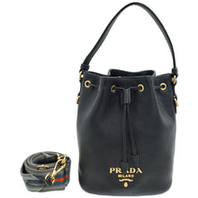 Prada Black Vitello Phenix Bucket Bag