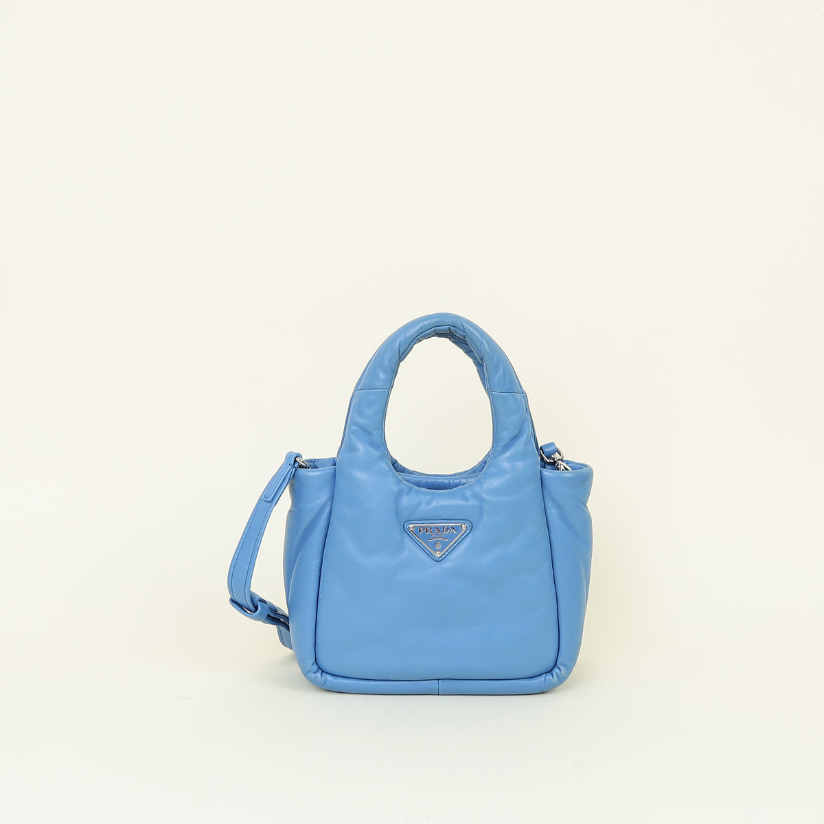 Prada Blue Celeste Soft Padded Small Shoulder Bag