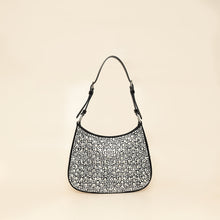 Prada Black Metal Crystal-Embellished Satin Cleo Bag