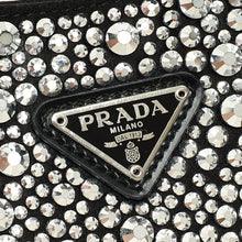 Prada Black Metal Crystal-Embellished Satin Cleo Bag