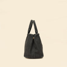 Prada Black Denim Logo-Print Small Tote Bag