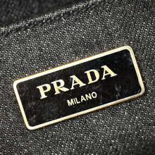 Prada Black Denim Logo-Print Small Tote Bag