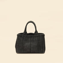 Prada Black Denim Logo-Print Small Tote Bag