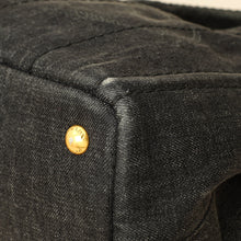 Prada Black Denim Logo-Print Small Tote Bag