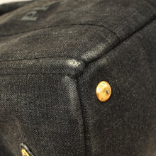 Prada Black Denim Logo-Print Small Tote Bag