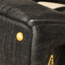 Prada Black Denim Logo-Print Small Tote Bag
