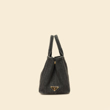 Prada Black Denim Logo-Print Small Tote Bag