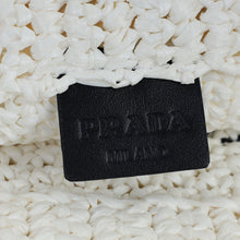 Prada Bicolor Logo Raffia Crochet Tote Bag