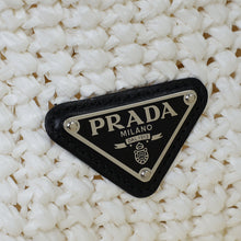 Prada Bicolor Logo Raffia Crochet Tote Bag