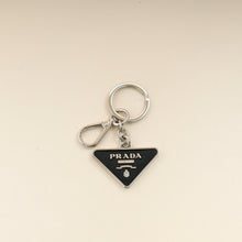 Prada Black Triangle Logo Metal Keychain