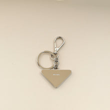 Prada Black Triangle Logo Metal Keychain