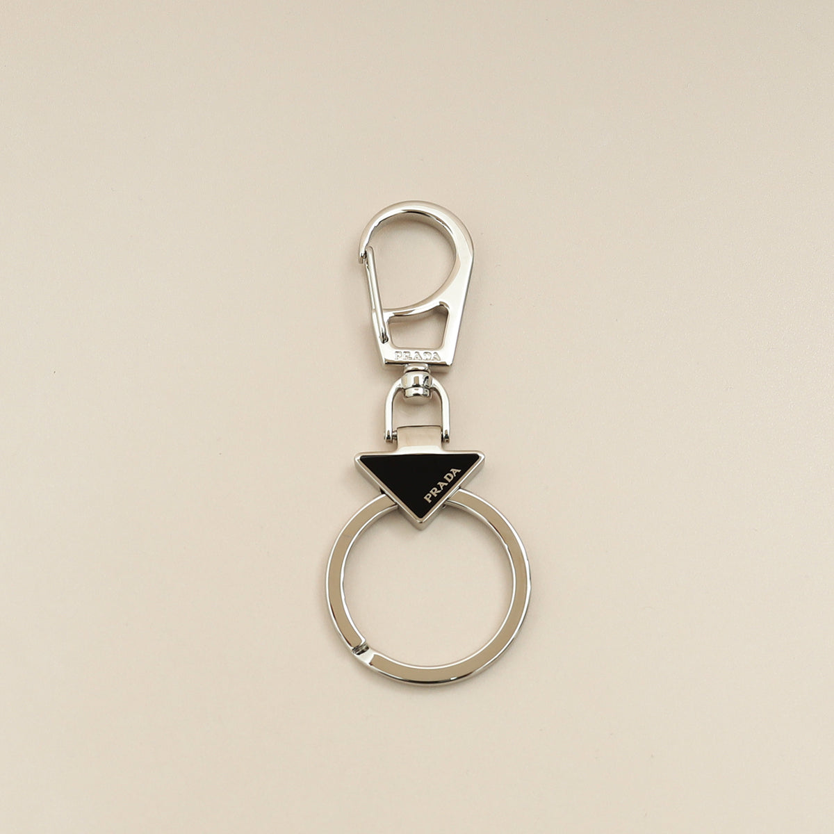 Prada Black Triangle Logo Keychain