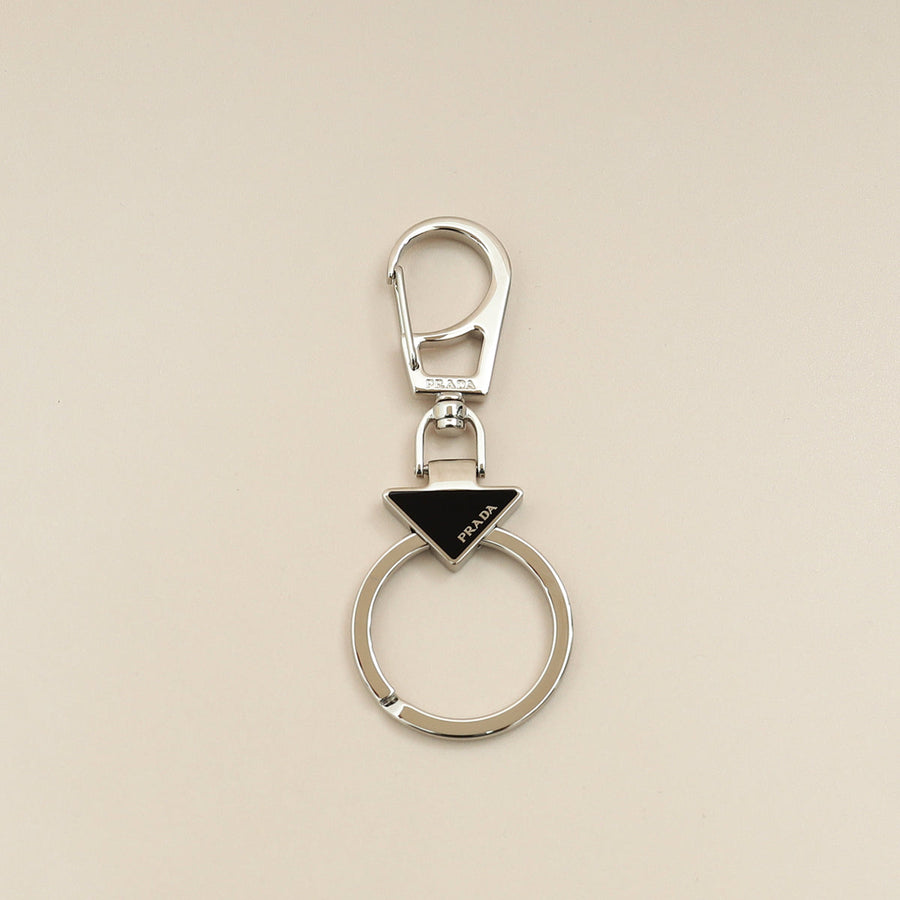 Prada Black Triangle Logo Keychain