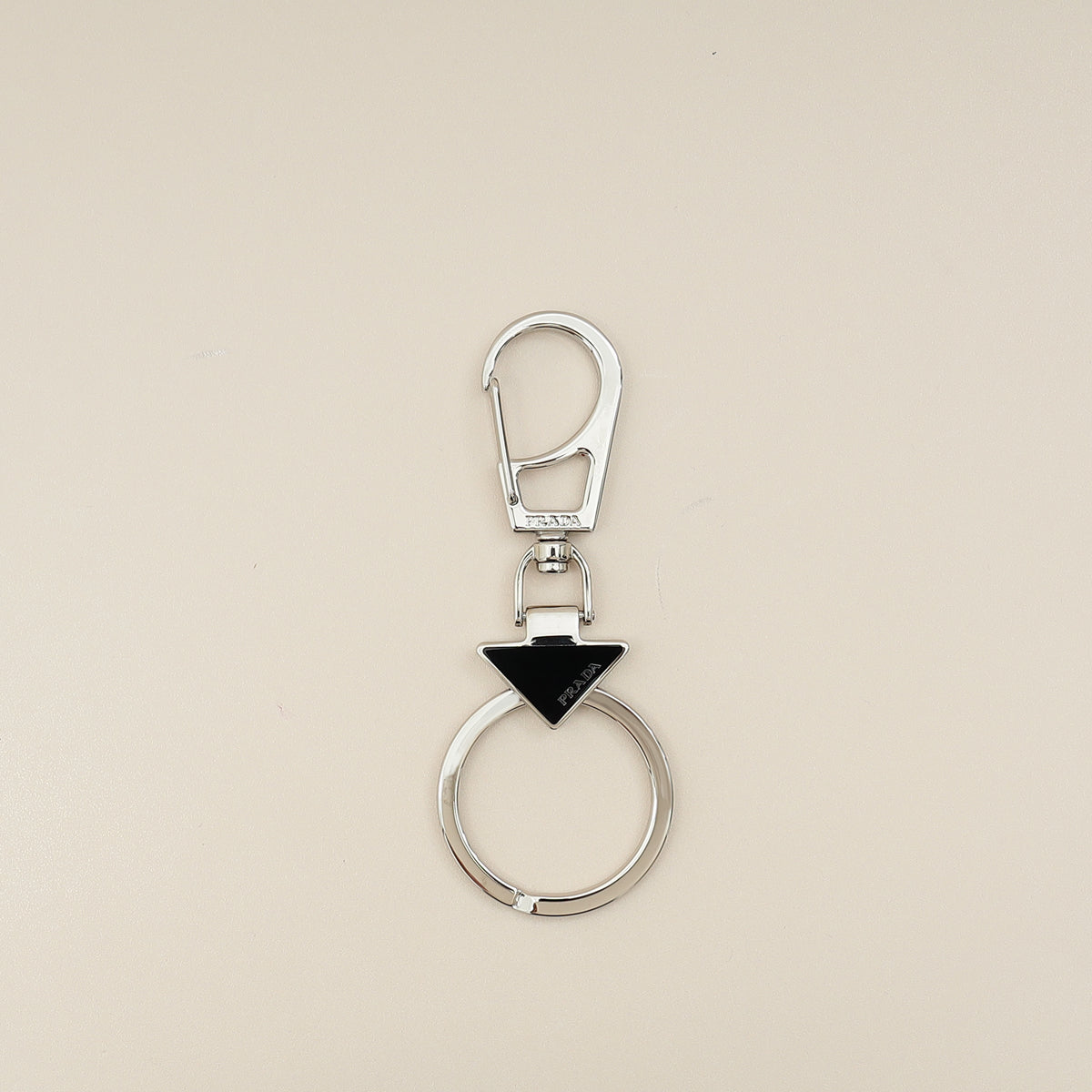 Prada Black Triangle Logo Keychain