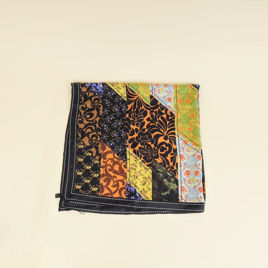 Prada Black Multicolor Printed Silk Scarf 90
