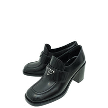 Prada Black Brushed Heeled Loafers 36.5