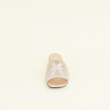 Prada Pink Nude Logo Crystal Slide Sandal 37.5