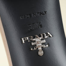 Prada Pink Nude Logo Crystal Slide Sandal 37.5