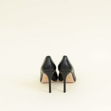 Prada Black Logo Pointed Toe Croco Embossed Bow Pump 39