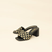 Prada Bicolor Embroidered Fabric Slide Heel Mules 36.5