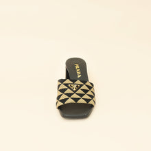 Prada Bicolor Embroidered Fabric Slide Heel Mules 36.5