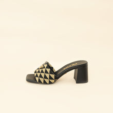 Prada Bicolor Embroidered Fabric Slide Heel Mules 36.5