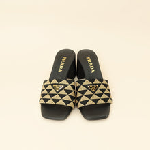 Prada Bicolor Embroidered Fabric Slide Heel Mules 36.5
