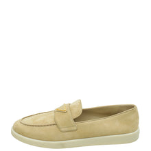 Prada Ecru Logo Suede Loafer 36