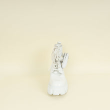 Prada White Monolith Leather and Nylon Ankle Boot 37.5