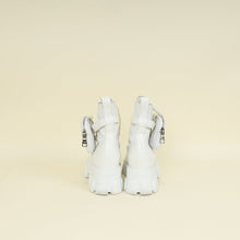 Prada White Monolith Leather and Nylon Ankle Boot 37.5