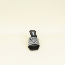 Prada Black Satin Crystal-Embellished Heeled Slide Sandals 37