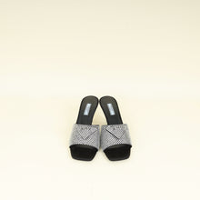 Prada Black Satin Crystal-Embellished Heeled Slide Sandals 37