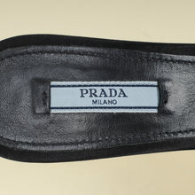 Prada Black Satin Crystal-Embellished Heeled Slide Sandals 37