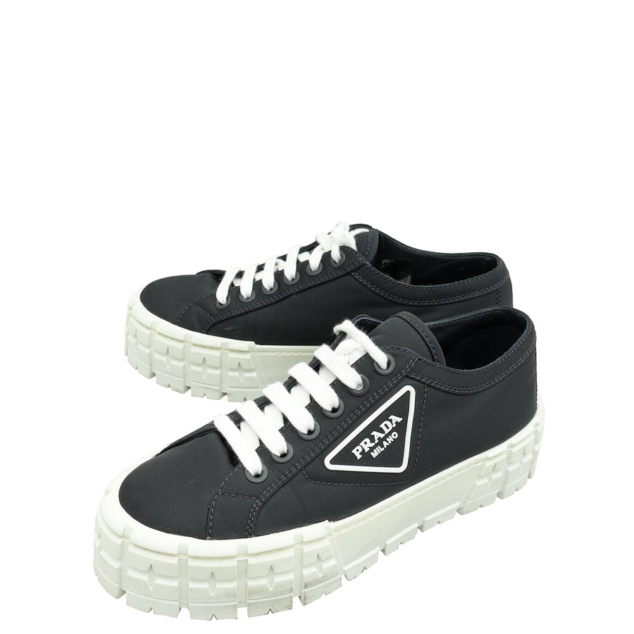 Prada Black Re-Nylon Double Wheel Gabardine Sneakers 38.5