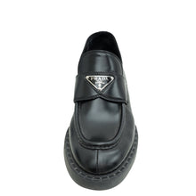 Prada Black Brushed Triangle Logo Loafers 38