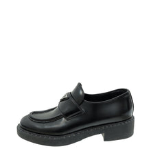 Prada Black Brushed Triangle Logo Loafers 38