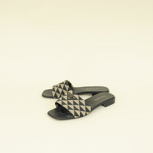 Prada Bicolor Logo Embroidered Fabric Slides Sandal 39