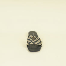 Prada Bicolor Logo Embroidered Fabric Slides Sandal 39