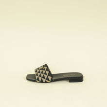 Prada Bicolor Logo Embroidered Fabric Slides Sandal 39