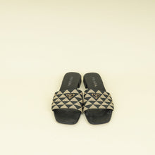 Prada Bicolor Logo Embroidered Fabric Slides Sandal 39